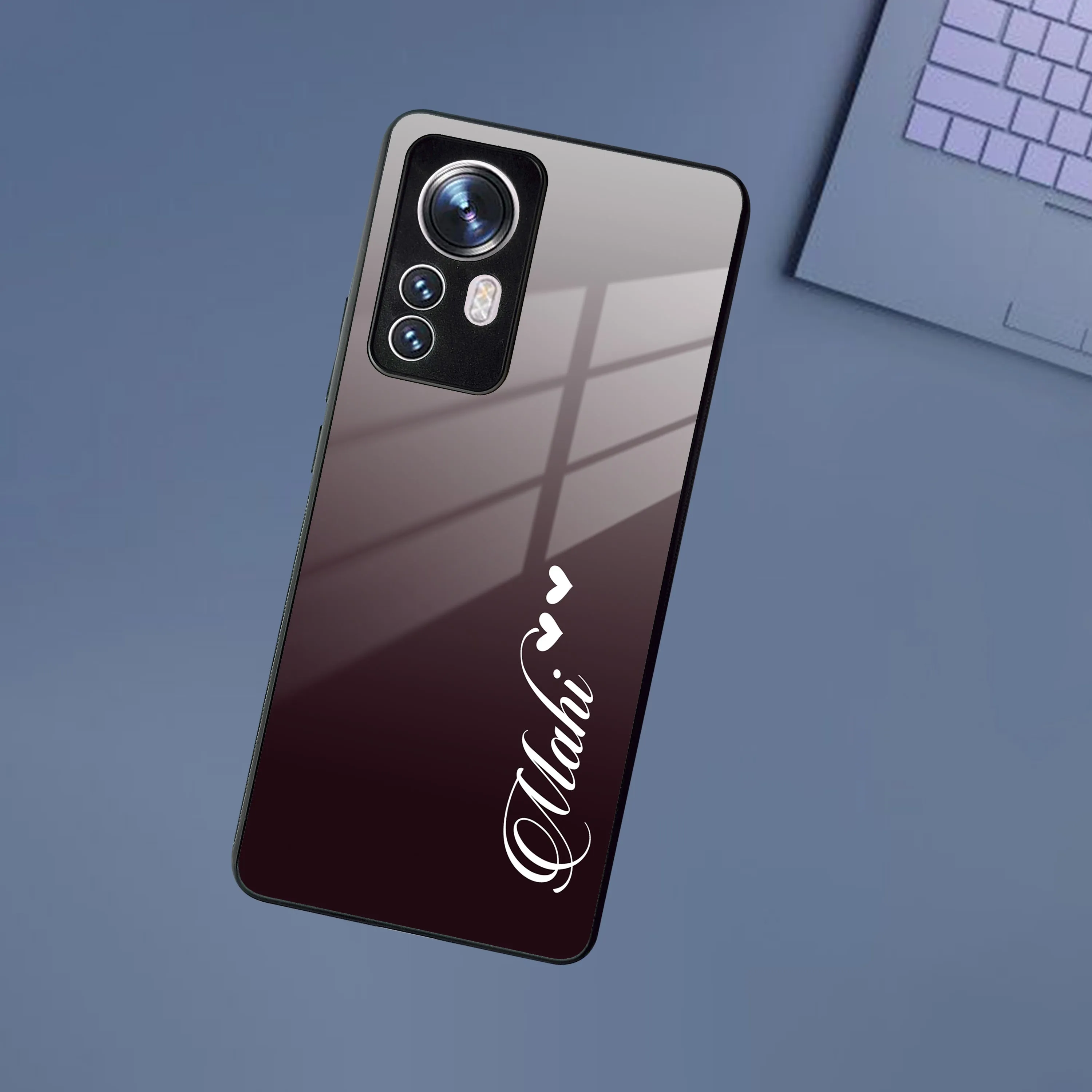 Customize Name Gradient Glass Case Cover Grey For Redmi/Xiaomi