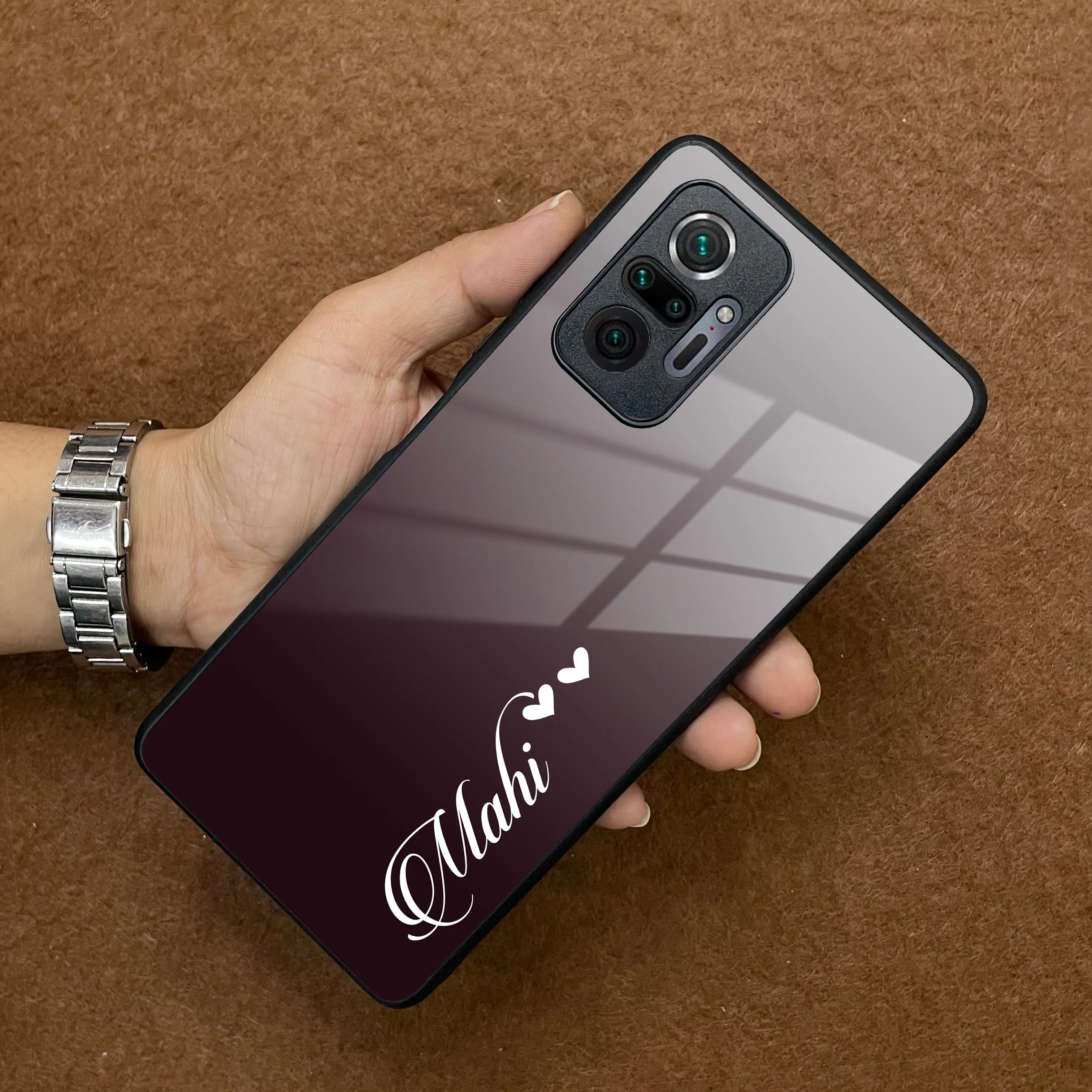 Customize Name Gradient Glass Case Cover Grey For Redmi/Xiaomi