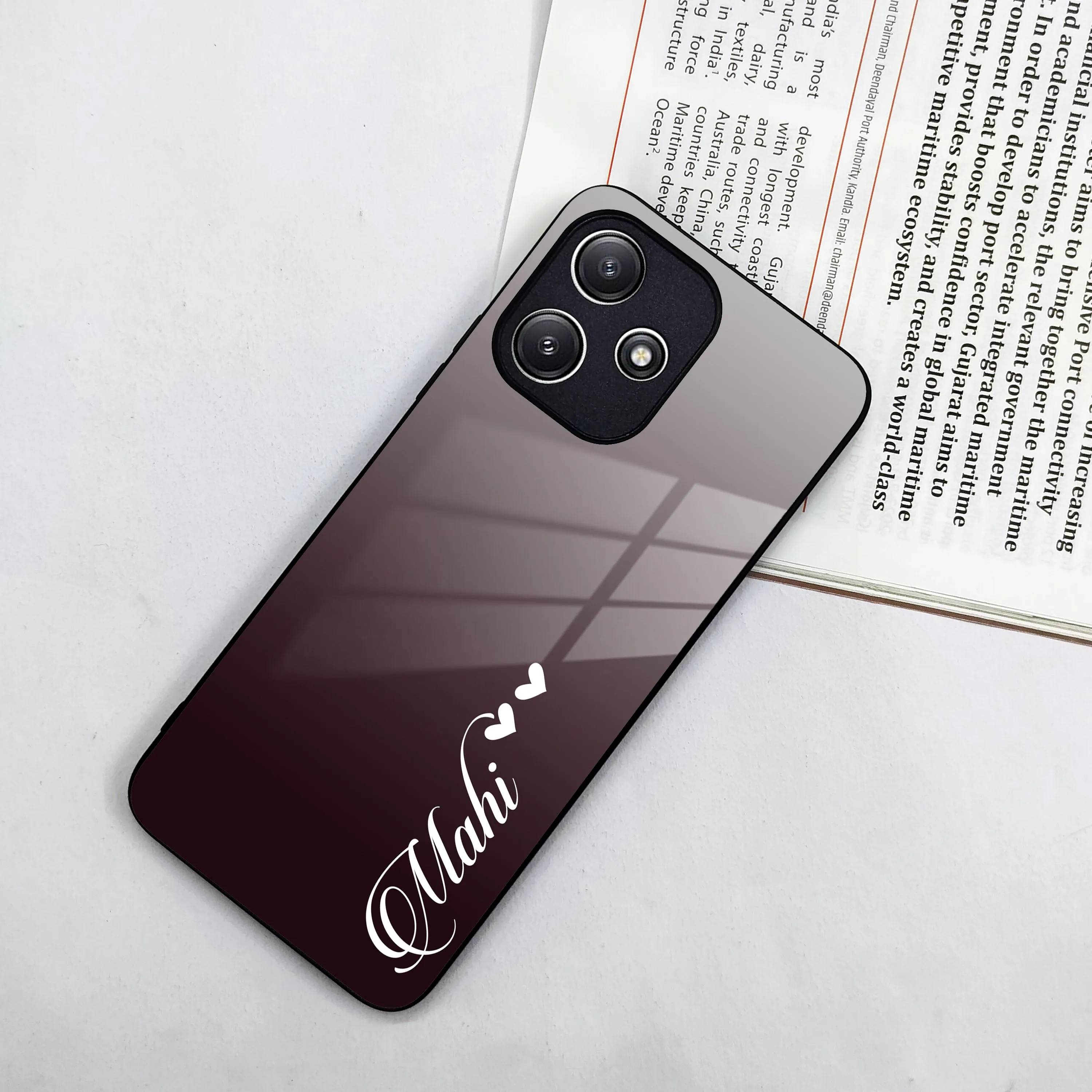 Customize Name Gradient Glass Case Cover Grey For Redmi/Xiaomi
