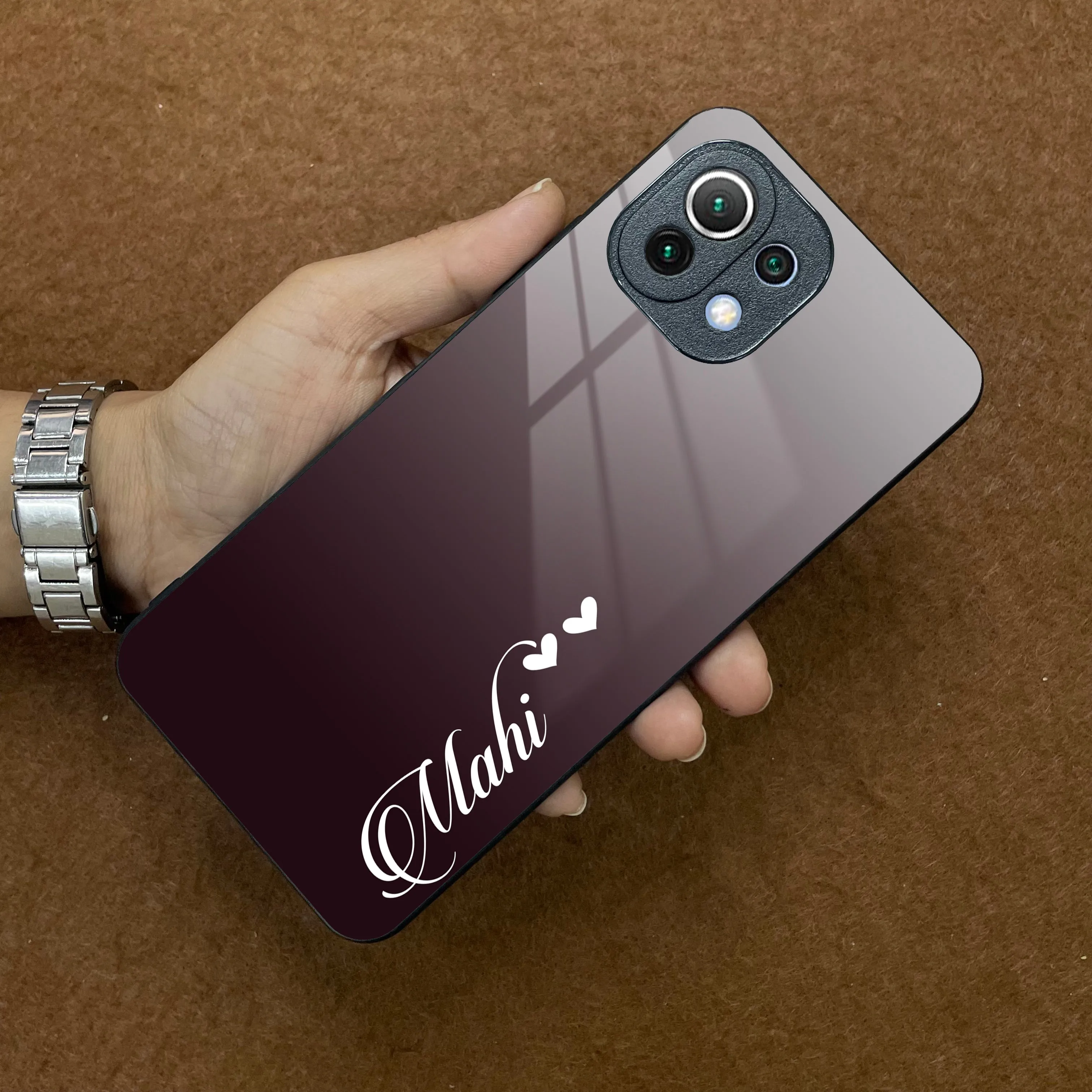 Customize Name Gradient Glass Case Cover Grey For Redmi/Xiaomi