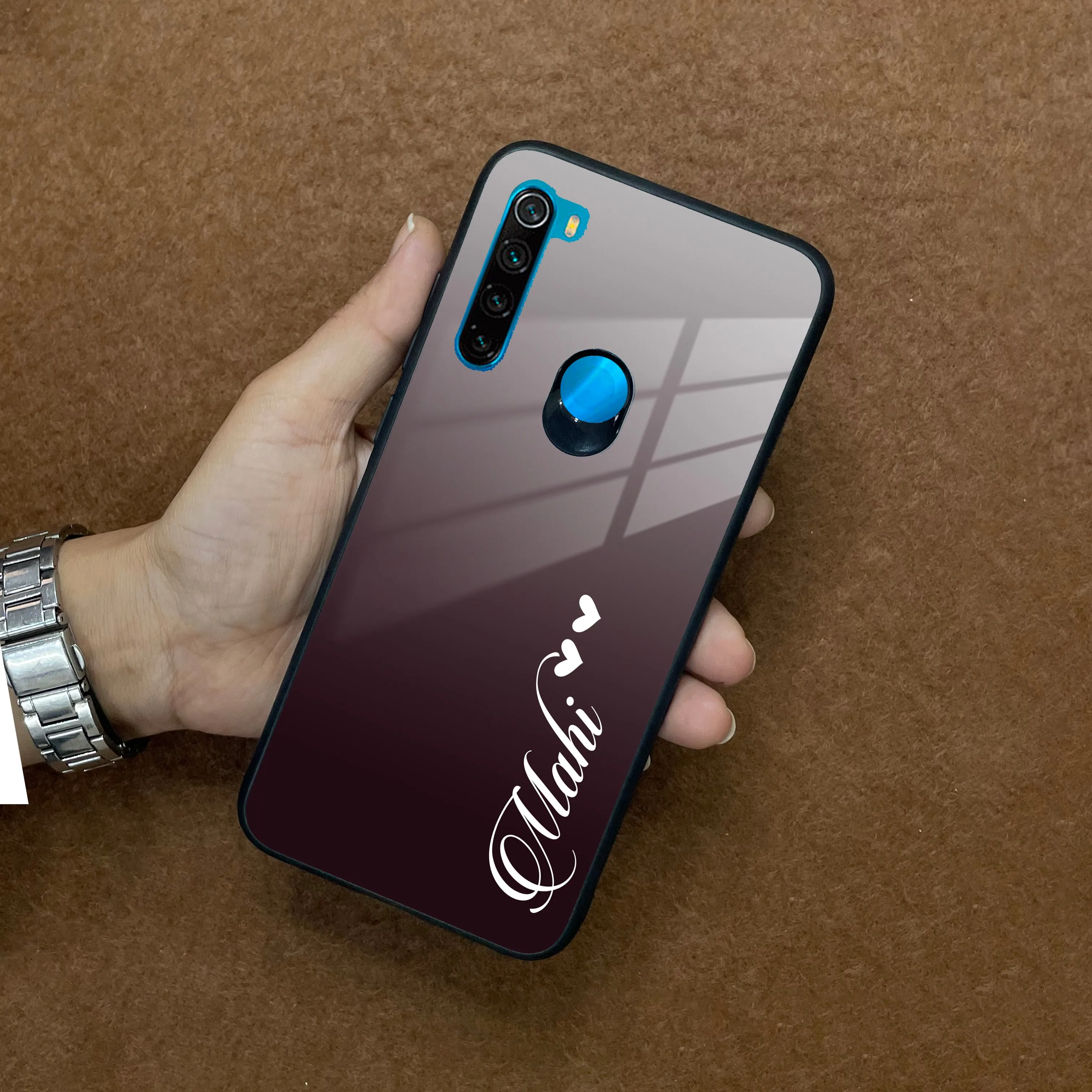 Customize Name Gradient Glass Case Cover Grey For Redmi/Xiaomi
