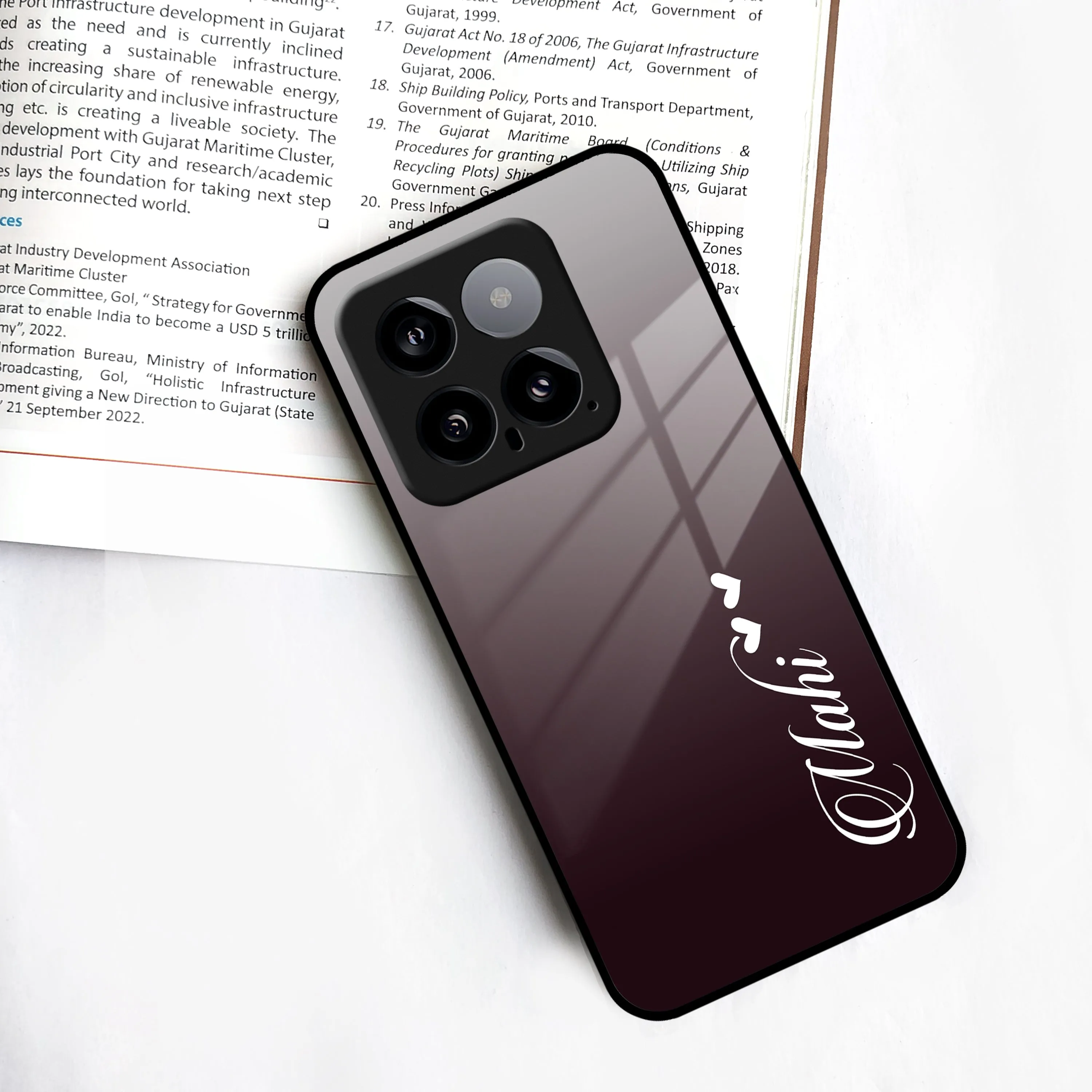 Customize Name Gradient Glass Case Cover Grey For Redmi/Xiaomi