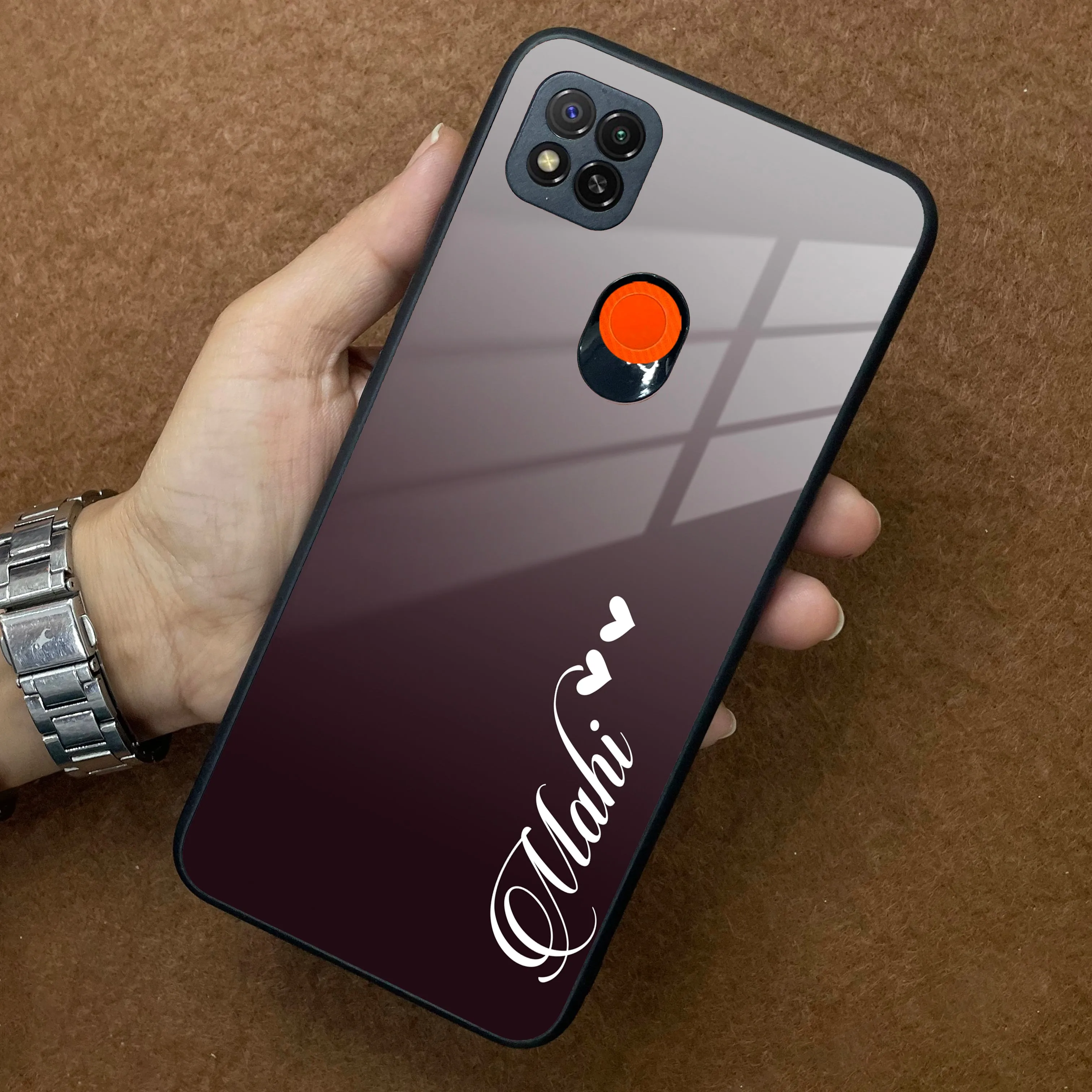 Customize Name Gradient Glass Case Cover Grey For Redmi/Xiaomi