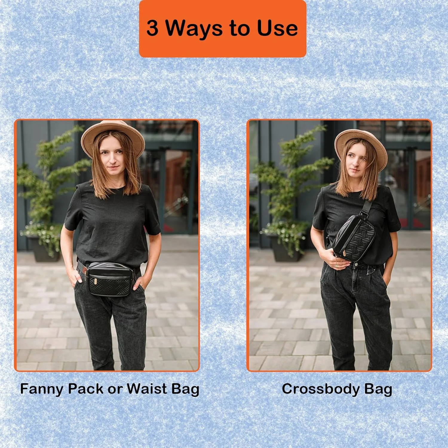 Cute Fanny Packs for WomenWaist Belt Bag Purse for Women. Vegan Leather Women's Fanny Pack