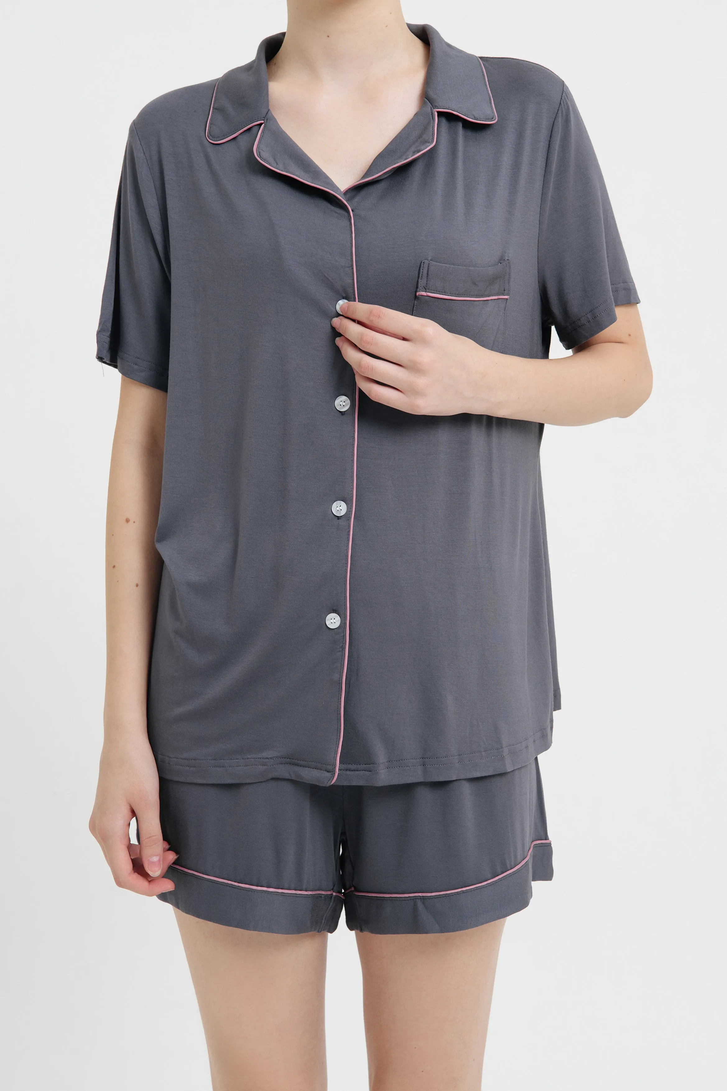Dark Grey Bamboo Short Pyjamas
