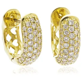 DIAMOND PAVE SETTING HOOP EARRINGS IN 18K YELLOW GOLD