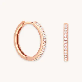 Essential Crystal Medium Hoops in Rose Gold