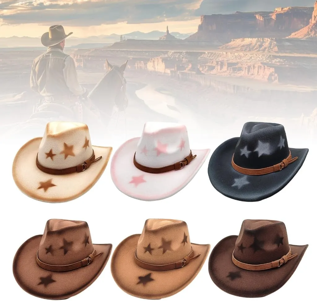 Fedoras Hat Panama Hat Maillard Star Print for Women Men Photo Props Western for Men Women Unisex Wear Headwear