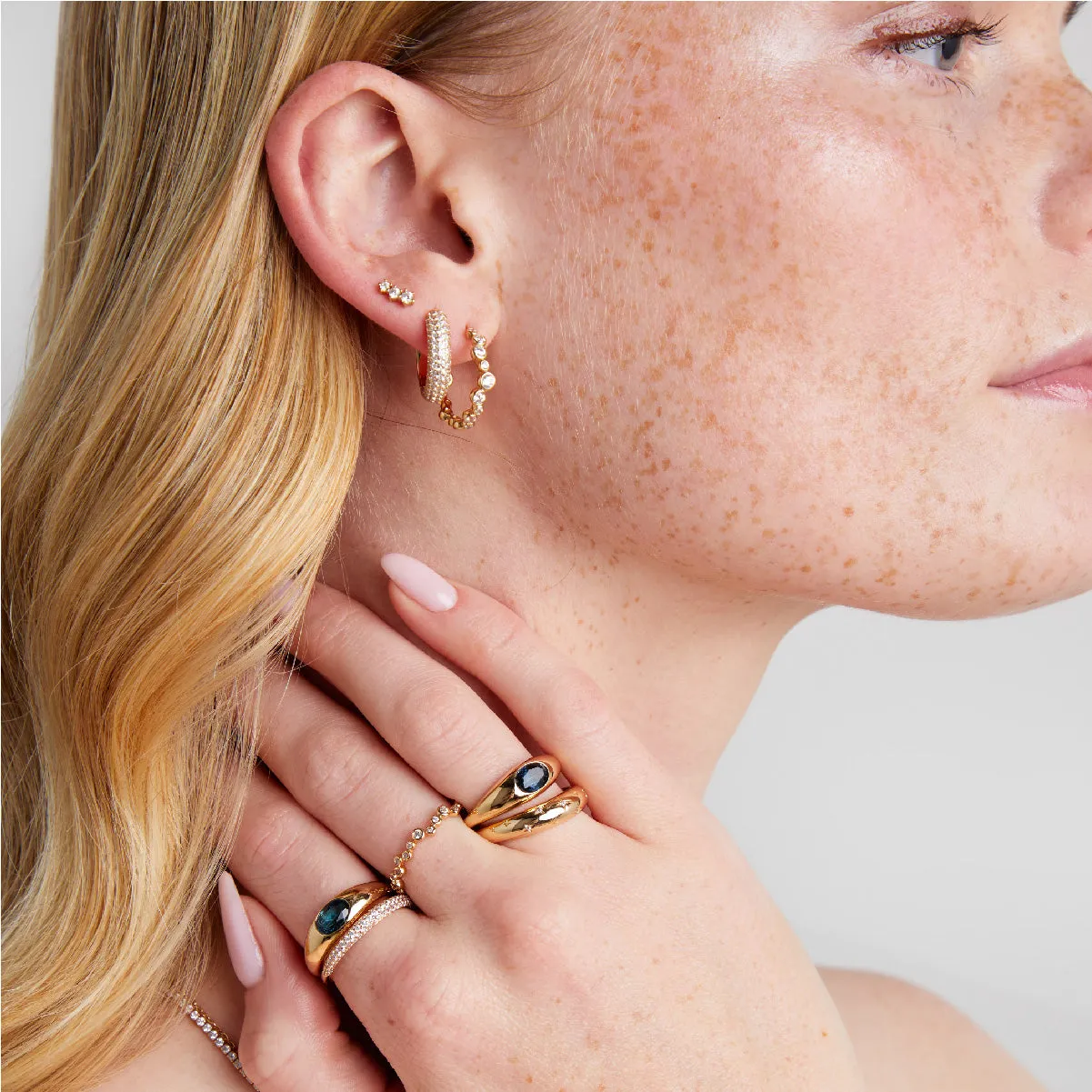 Gleam Crystal Hoops in Gold