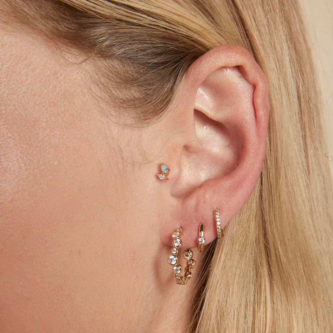 Gleam Crystal Hoops in Gold