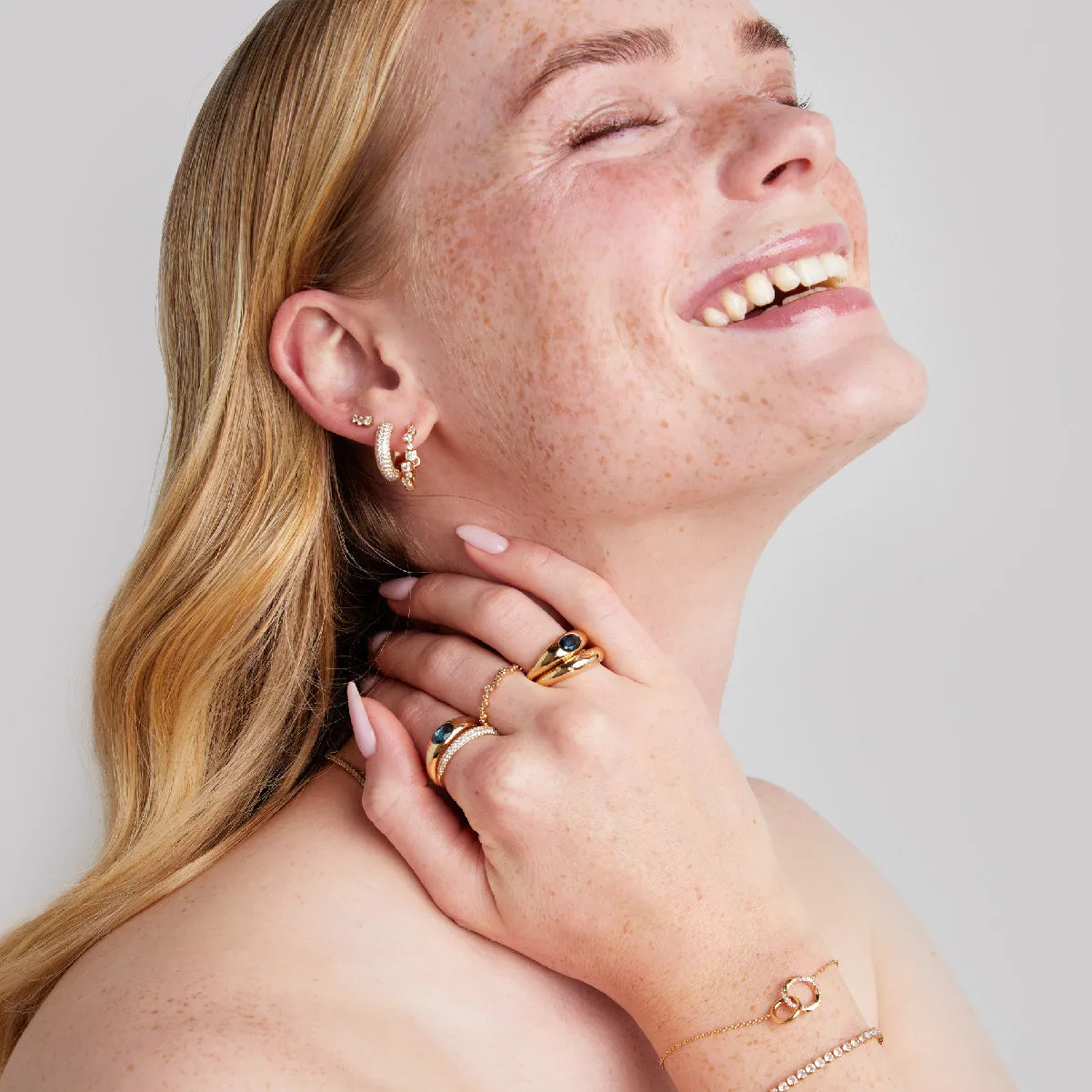 Gleam Crystal Hoops in Gold