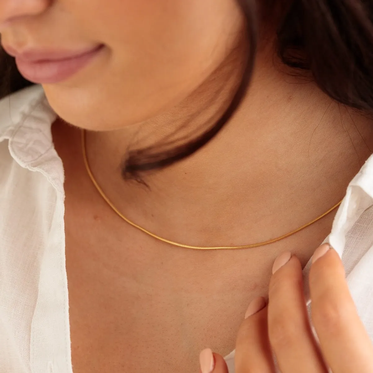 Gold Plated Round Snake Chain Necklace