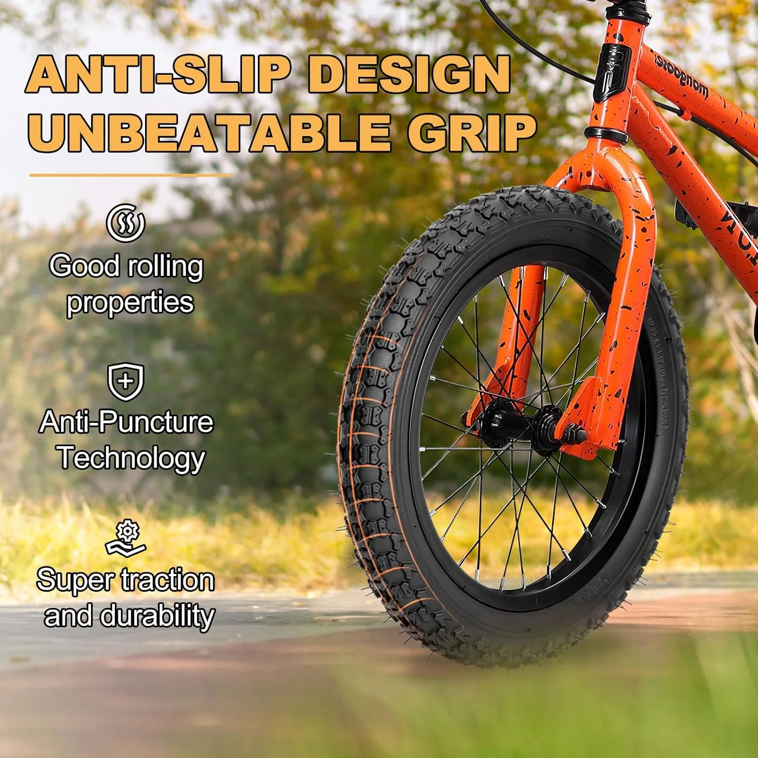 Hycline Kids Bike Replacement Tires Set2-Pack 12.5/14/16/20x2.125 Inch Premium Butyl Rubber Puncture-Resistant Folding Bicycle Tires and 2 Pcs Bike Tubes Schrader Valve with Tire Levers for BMX MTB