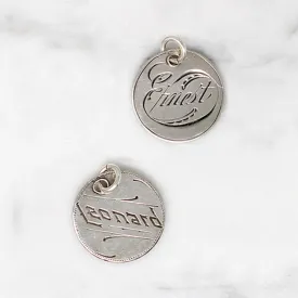 Individual Engraved Victorian Silver Coin Charms