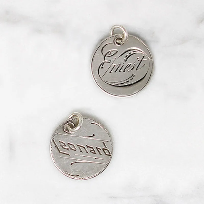 Individual Engraved Victorian Silver Coin Charms