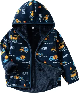 Kids Boys Girls Polar Fleece Jacket with Hood Toddler Outerwear Warm Autumn Winter Coat 2-9Years