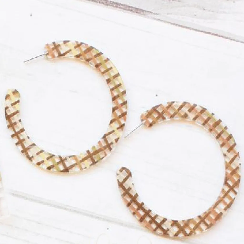 LARGE ACRYLIC HOOPS | NATURAL BASKETWEAVE