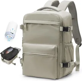 Large Vacuum Travel Backpack with Pump for Women,Airback Personal Item Carry on Backpacks Flight Approved 18x14x8 inches for Men,Laptop Waterproof Work Compression bags Casual Daypack,GreyBrown