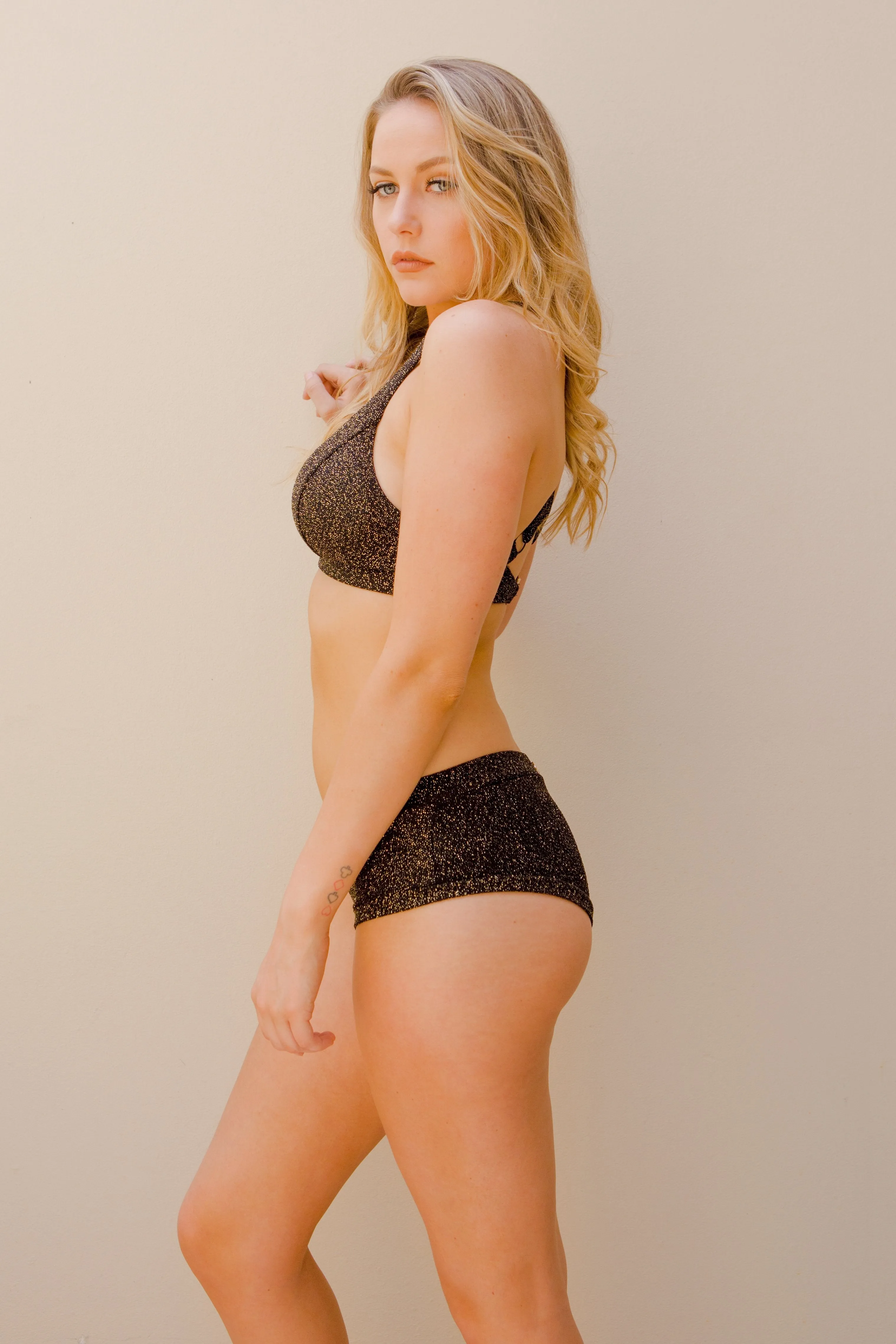 Luminous Low Waisted Bottoms - Black and Gold Glitter