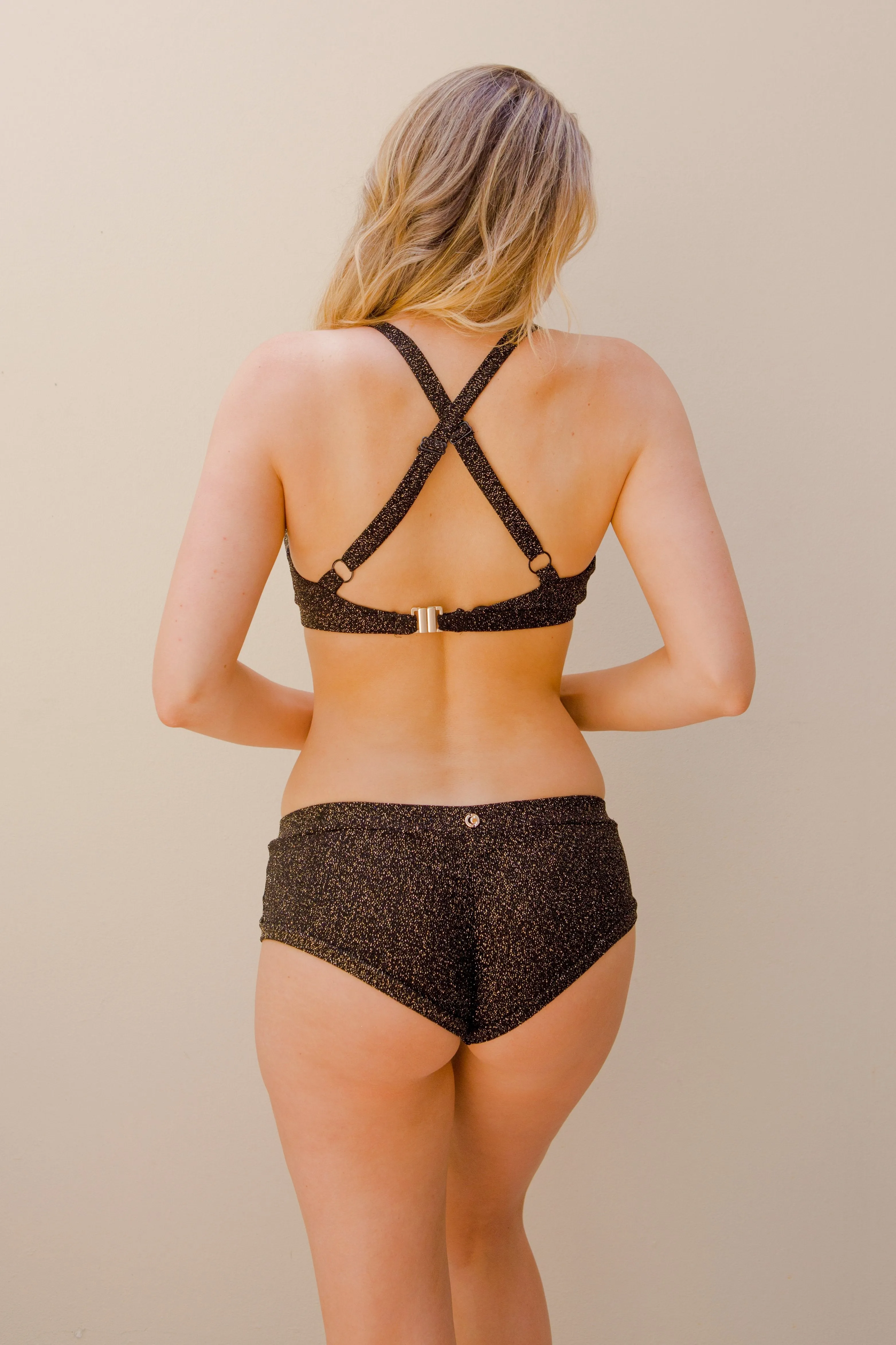 Luminous Low Waisted Bottoms - Black and Gold Glitter