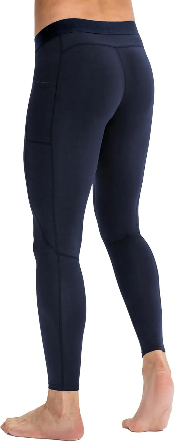 Men's Athletic Leggings Workout Compression Pants with Pockets Cool Dry Base Layer Active Tights for Cycling Running