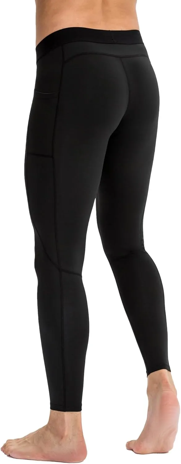 Men's Athletic Leggings Workout Compression Pants with Pockets Cool Dry Base Layer Active Tights for Cycling Running