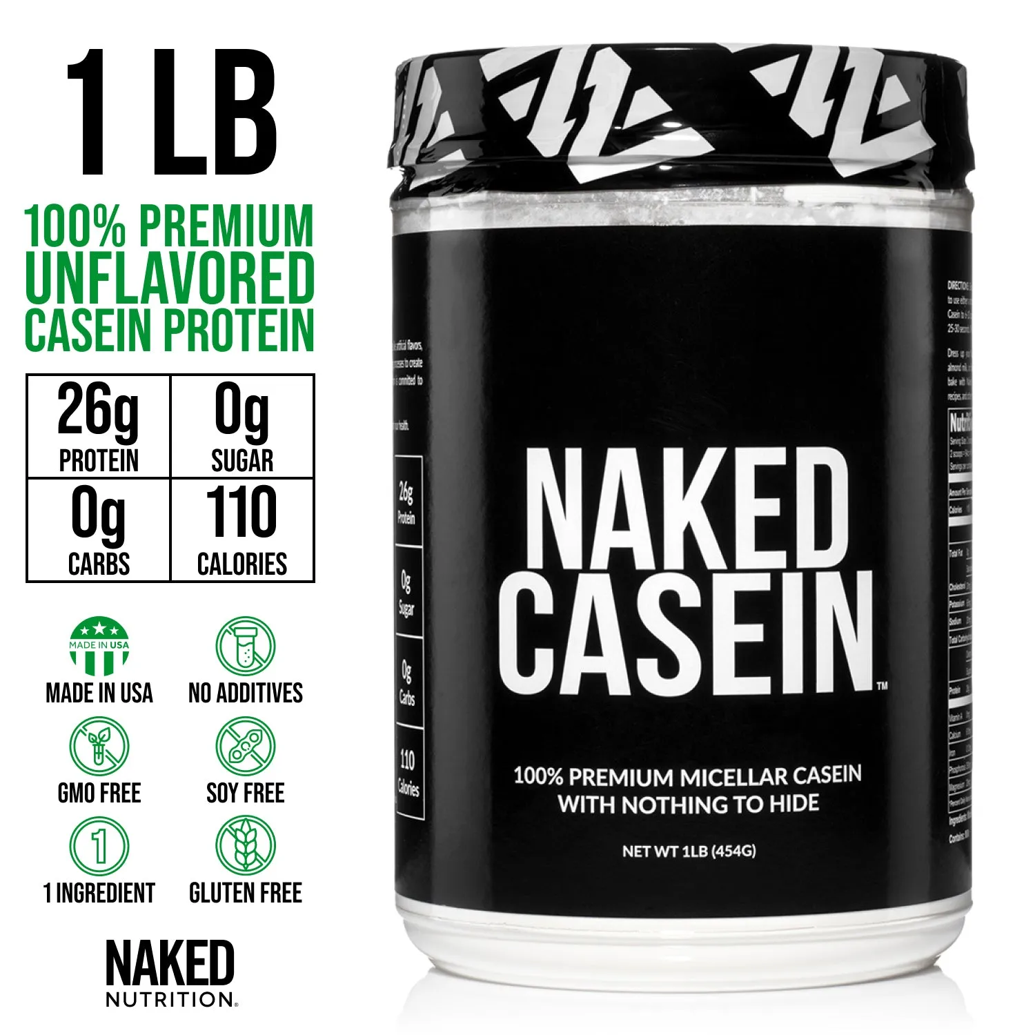 Micellar Casein Protein Powder | Naked Casein - 1lb