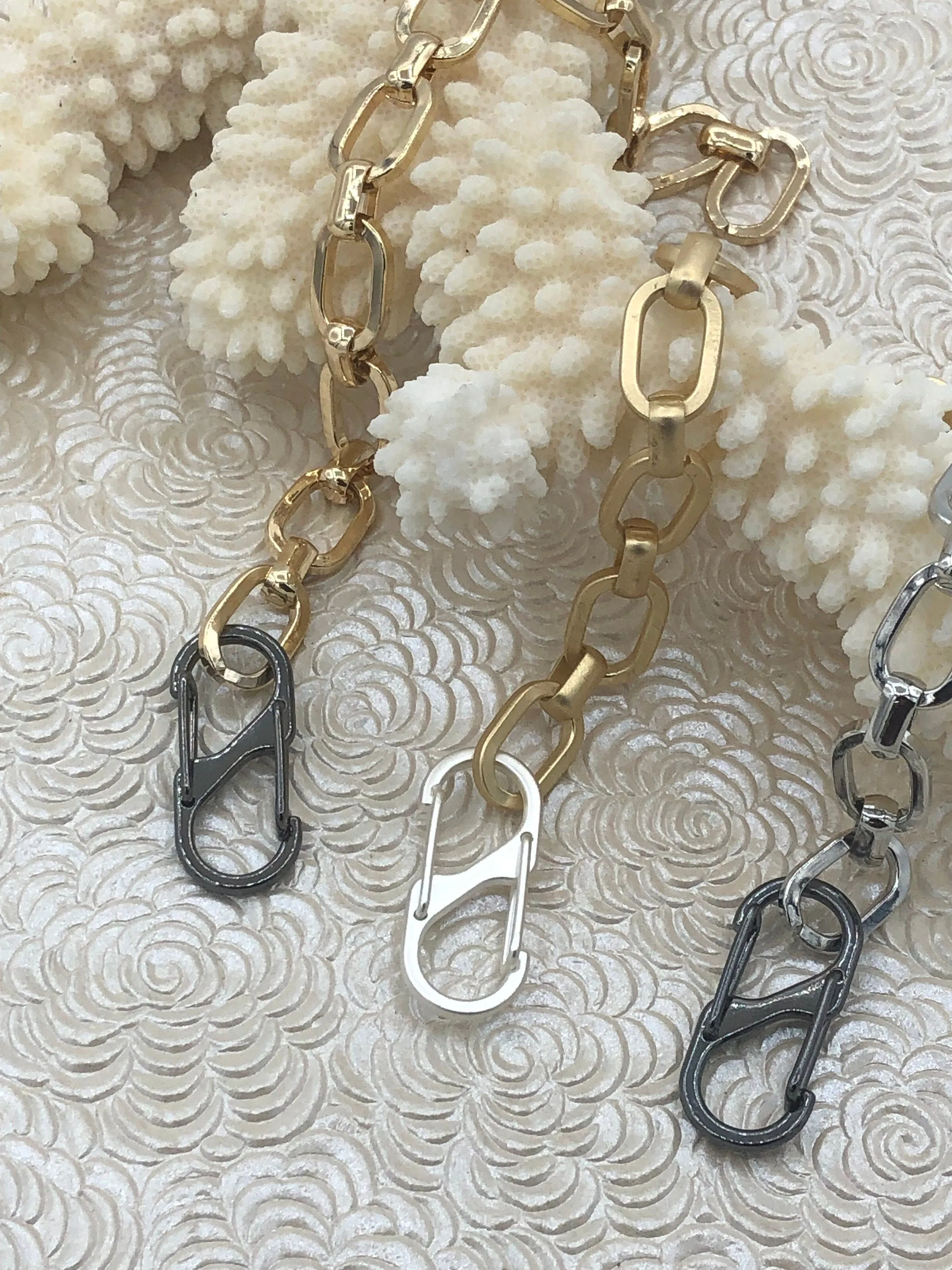Mixed Link Cable Chain, by the foot. Lg Link 15.75mm x 10.5mm Sm link 9mm x 3.75mm, Gold plated Rhodium & Matte Gold finishes Fast ship