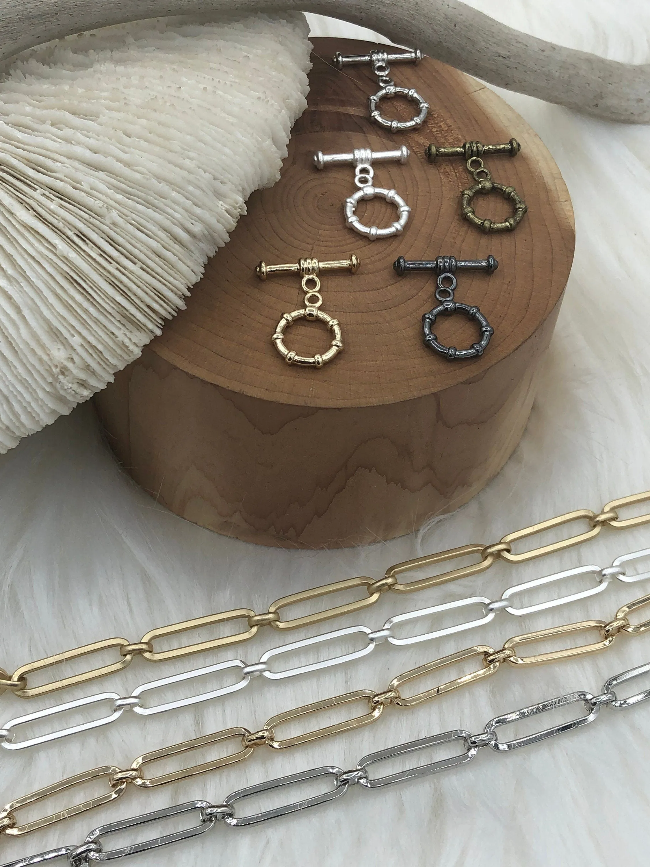 Mixed Link Cable Chain, by the foot. Lg Link 22mm x 5mm Sm link 6mm x 4mm, Gold plated, Rhodium, Matte Gold & Matte Silver  Fast ship