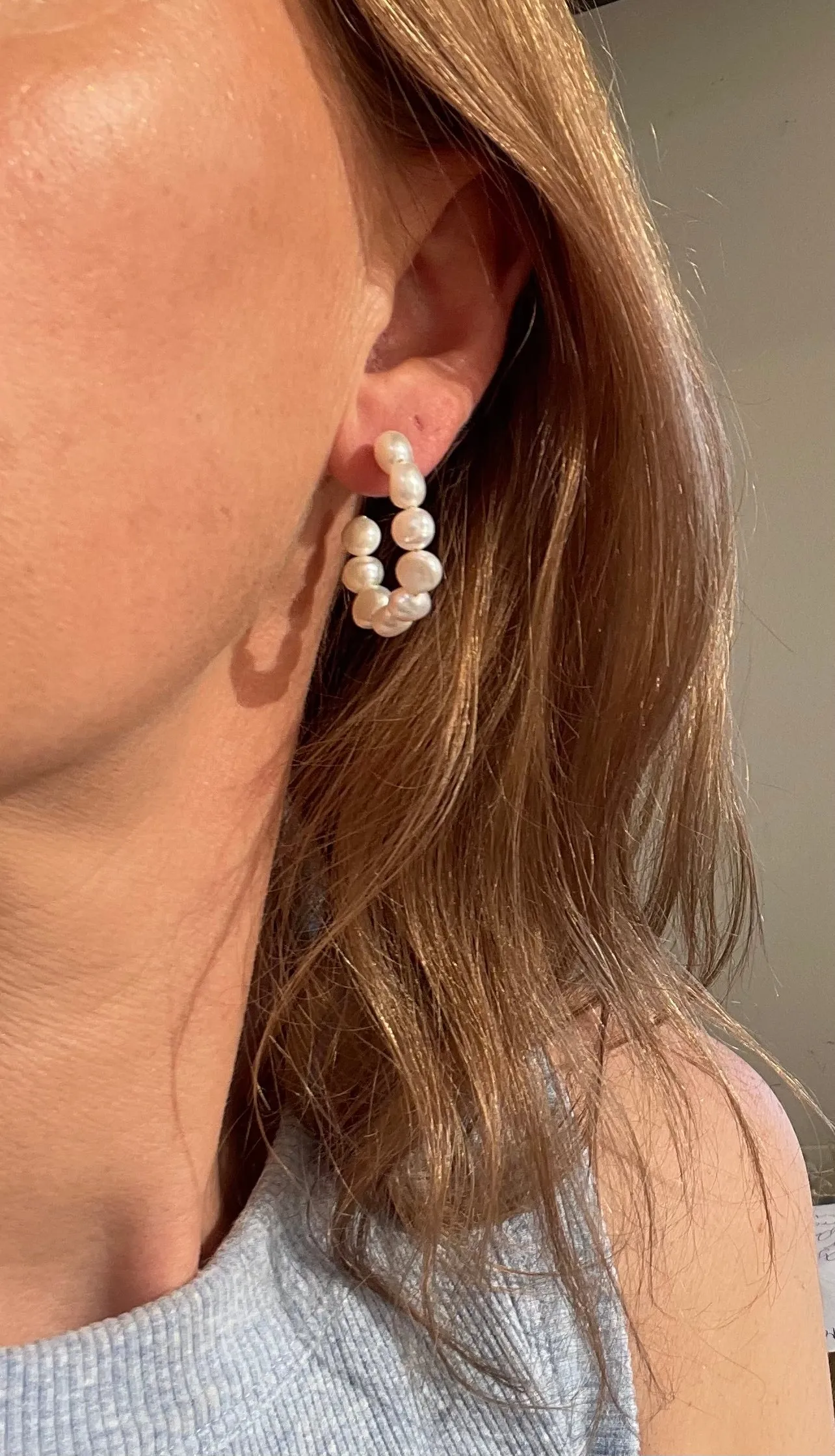 Nugget Pearl Hoops-gold or silver fittings