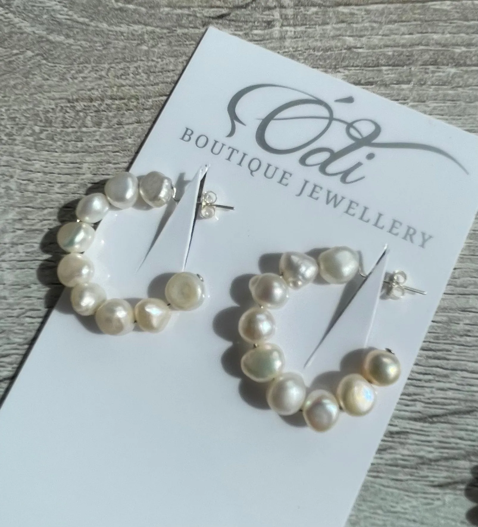 Nugget Pearl Hoops-gold or silver fittings