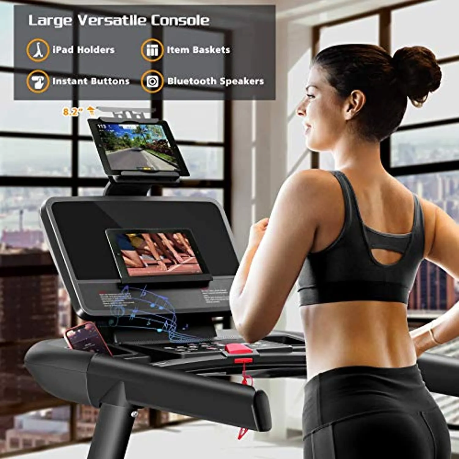 OMA Treadmill for Home 5925CAI 6134EAI with 3.0 HP 3.5 HP 15% Auto Incline 300 350 LBS Capacity Folding Exercise Treadmill for Running