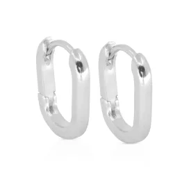 Paperclip Polished Silver Huggies - Medium