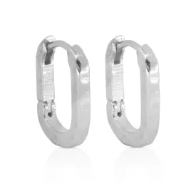 Paperclip Textured Silver Huggies - Medium