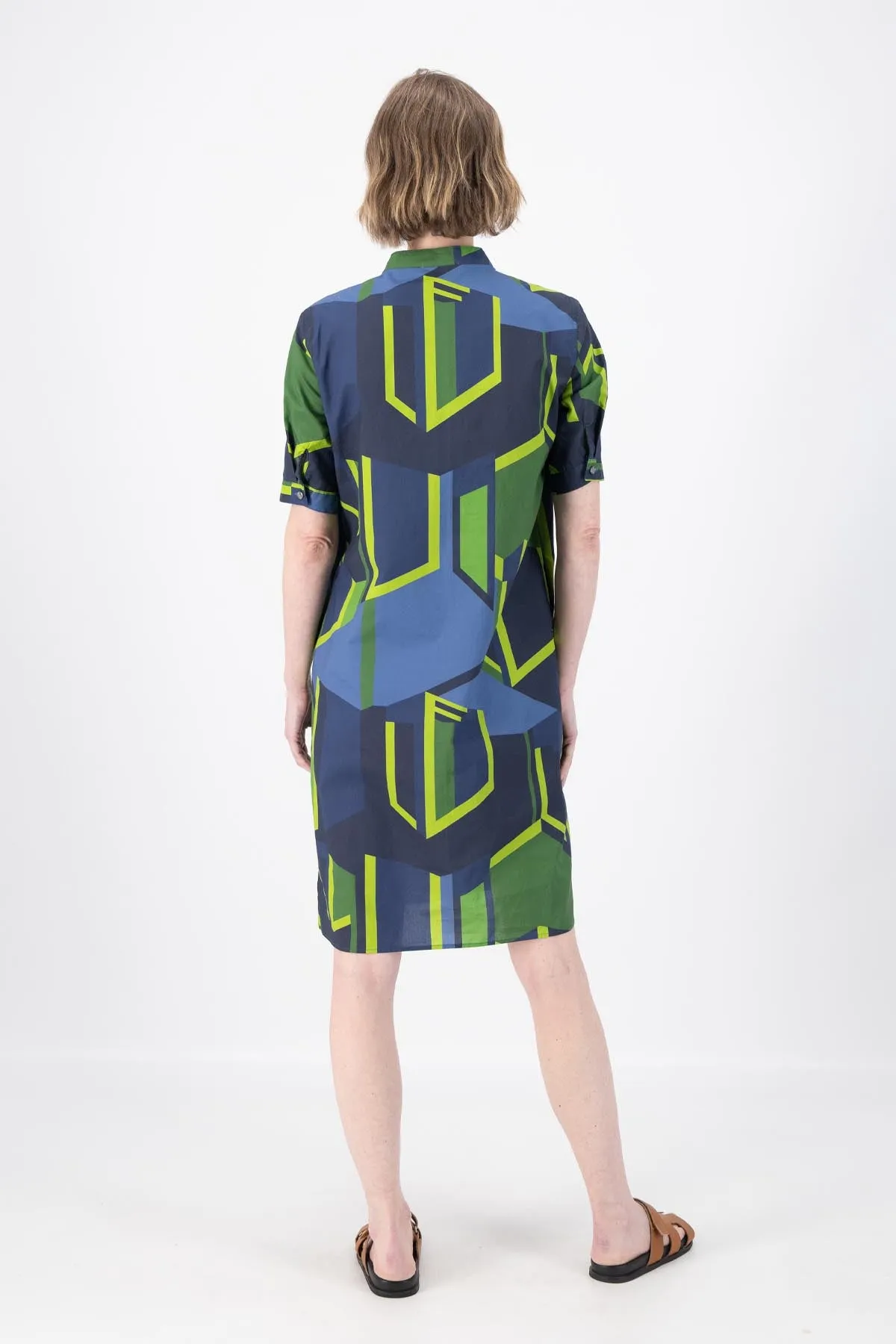 Plaza Shirt Dress Navy/Green in Cotton