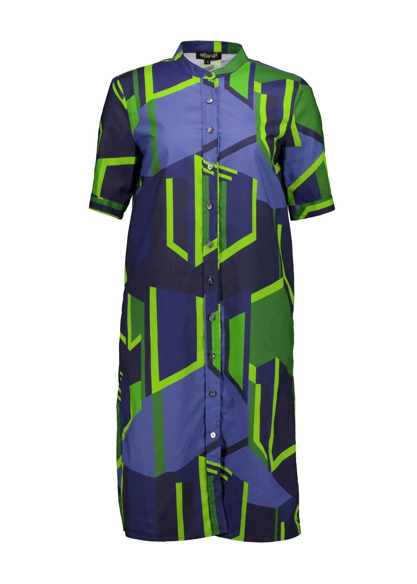 Plaza Shirt Dress Navy/Green in Cotton
