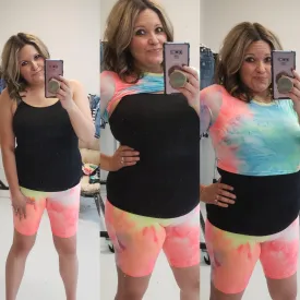 "It's Like Totally..." Neon Tie Dye Crop Top & Shorts Set