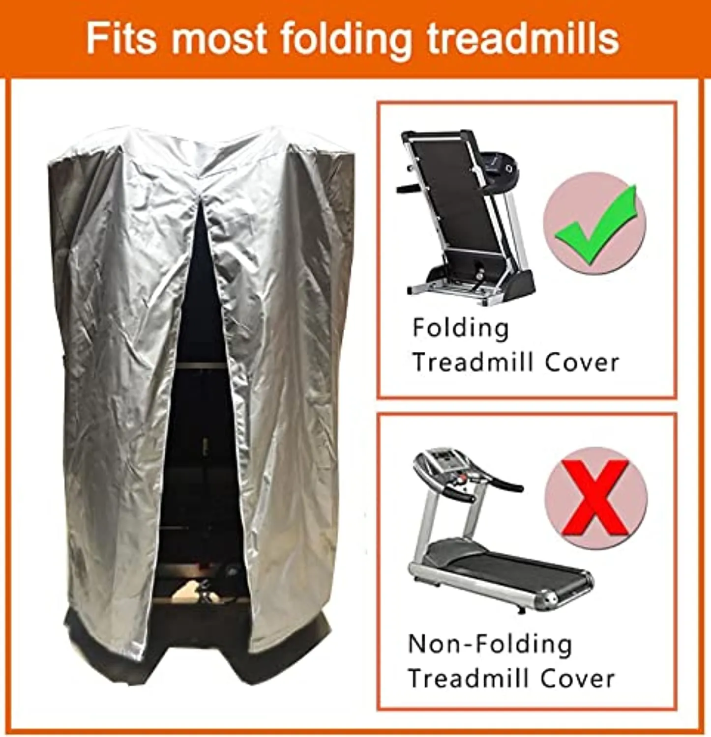 RHDFKOD Folding Treadmill Cover, Sports Treadmill Protective Cover with Zipper Oxford Fabric Waterproof Anti UV Fitness Equipment Cover for Indoor Outdoor