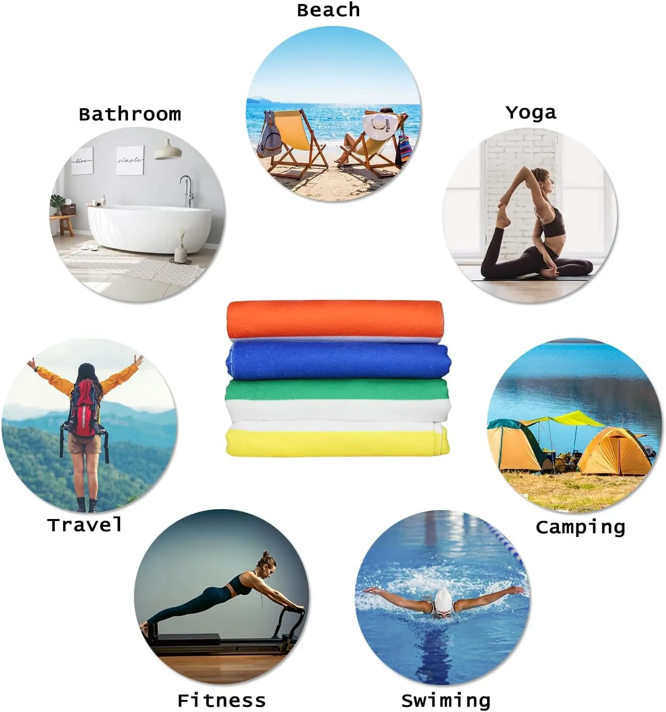 Romantic Angels Microfiber Beach Towels Oversized, Quick Drying Bath Towel Stripe Absorbent Bath Towel for, Travel, Summer, Sport, Swimming, Pool, Yoga, Camping