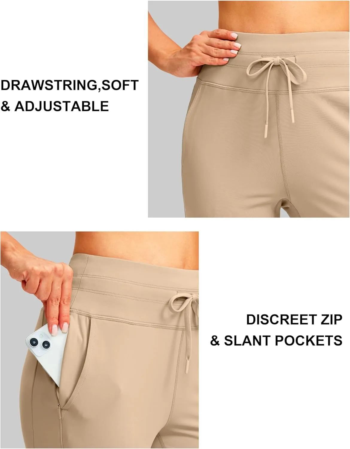 SANTINY Women's Fleece Lined Joggers with Pockets Slim Fit Ski Pants Winter Warm Leggings Hiking Running Gear