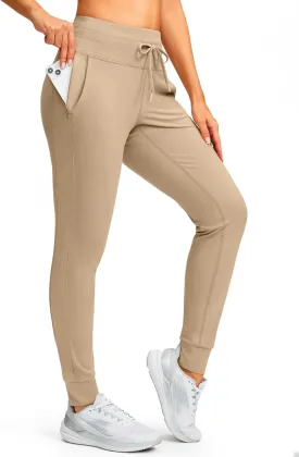 SANTINY Women's Fleece Lined Joggers with Pockets Slim Fit Ski Pants Winter Warm Leggings Hiking Running Gear