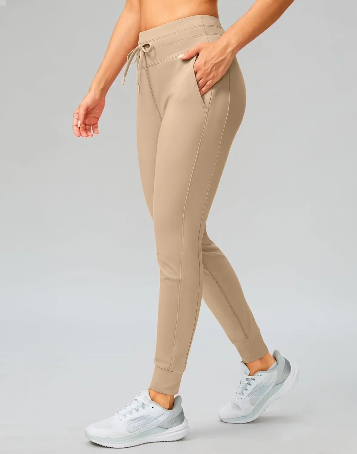 SANTINY Women's Fleece Lined Joggers with Pockets Slim Fit Ski Pants Winter Warm Leggings Hiking Running Gear
