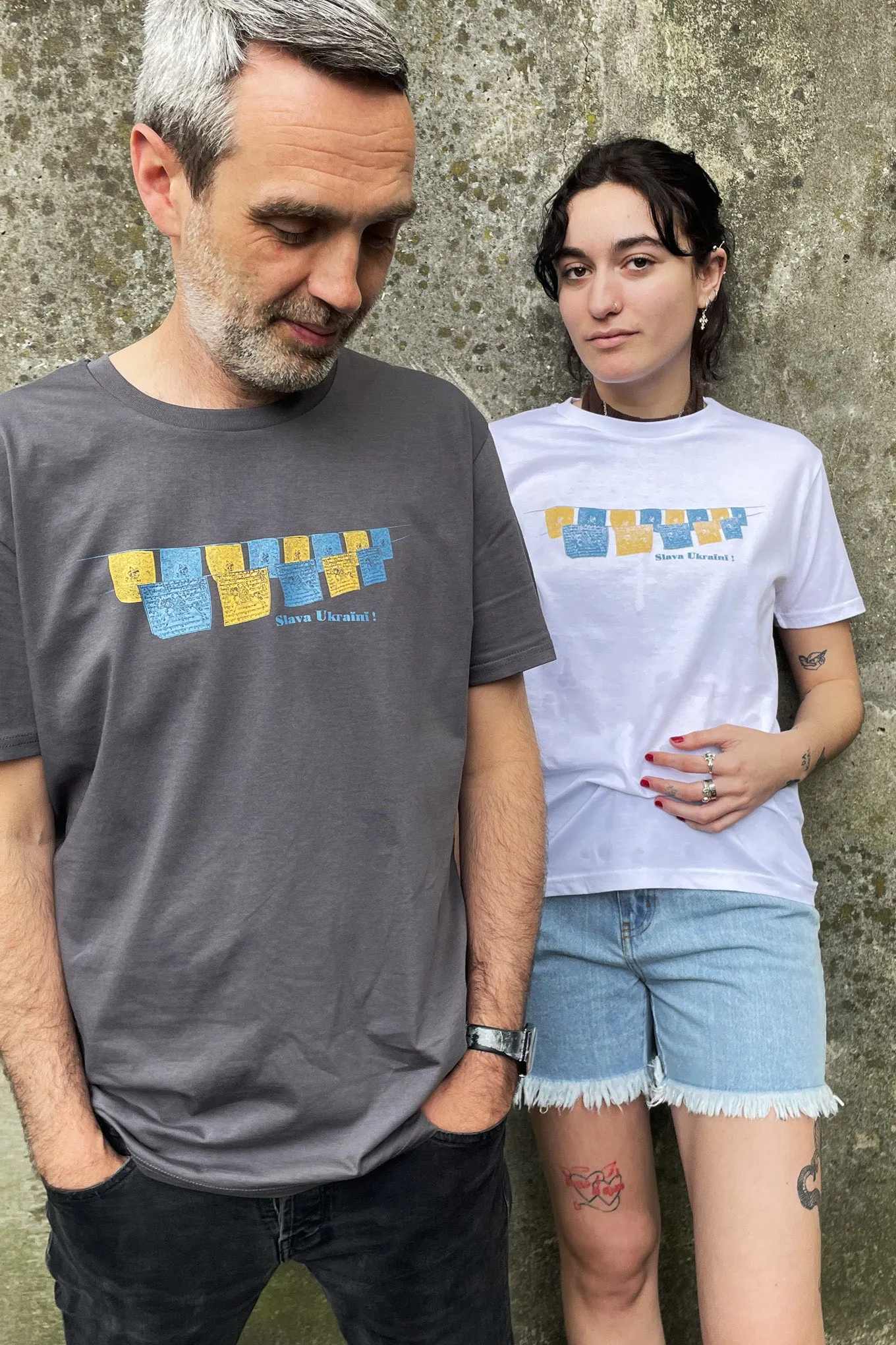 SLAVA UKRAINE! Organic cotton womens tee - Grey