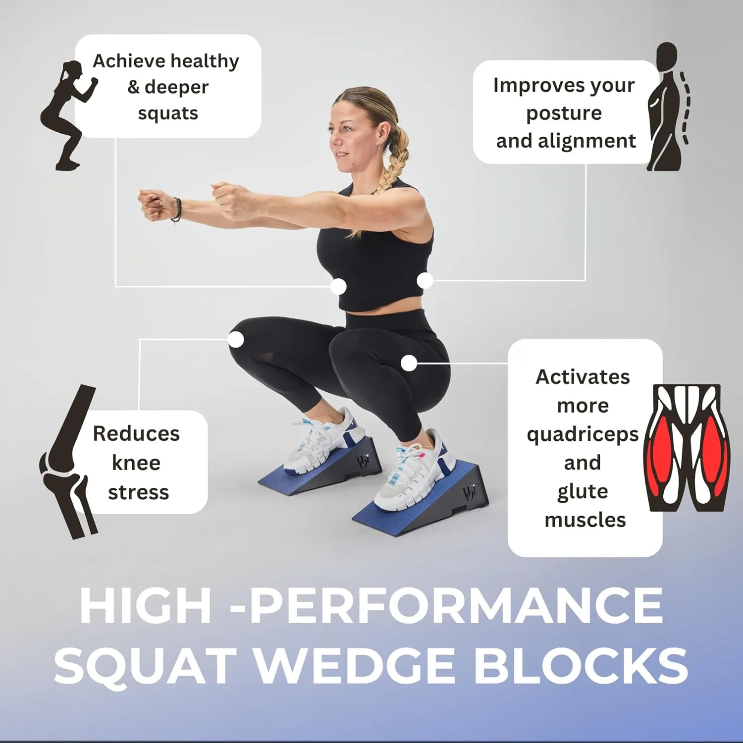Squat Wedges - Metal Slant Board for Squats Improve Strength Performance Mobility Balance