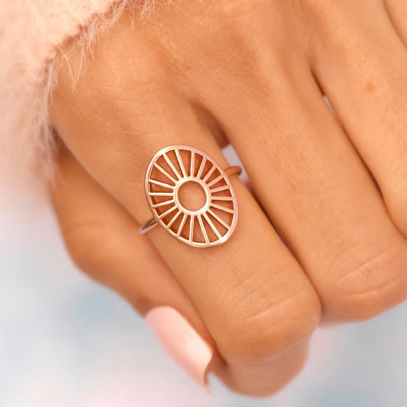 Sunburst Ring Rose Gold - Size 7