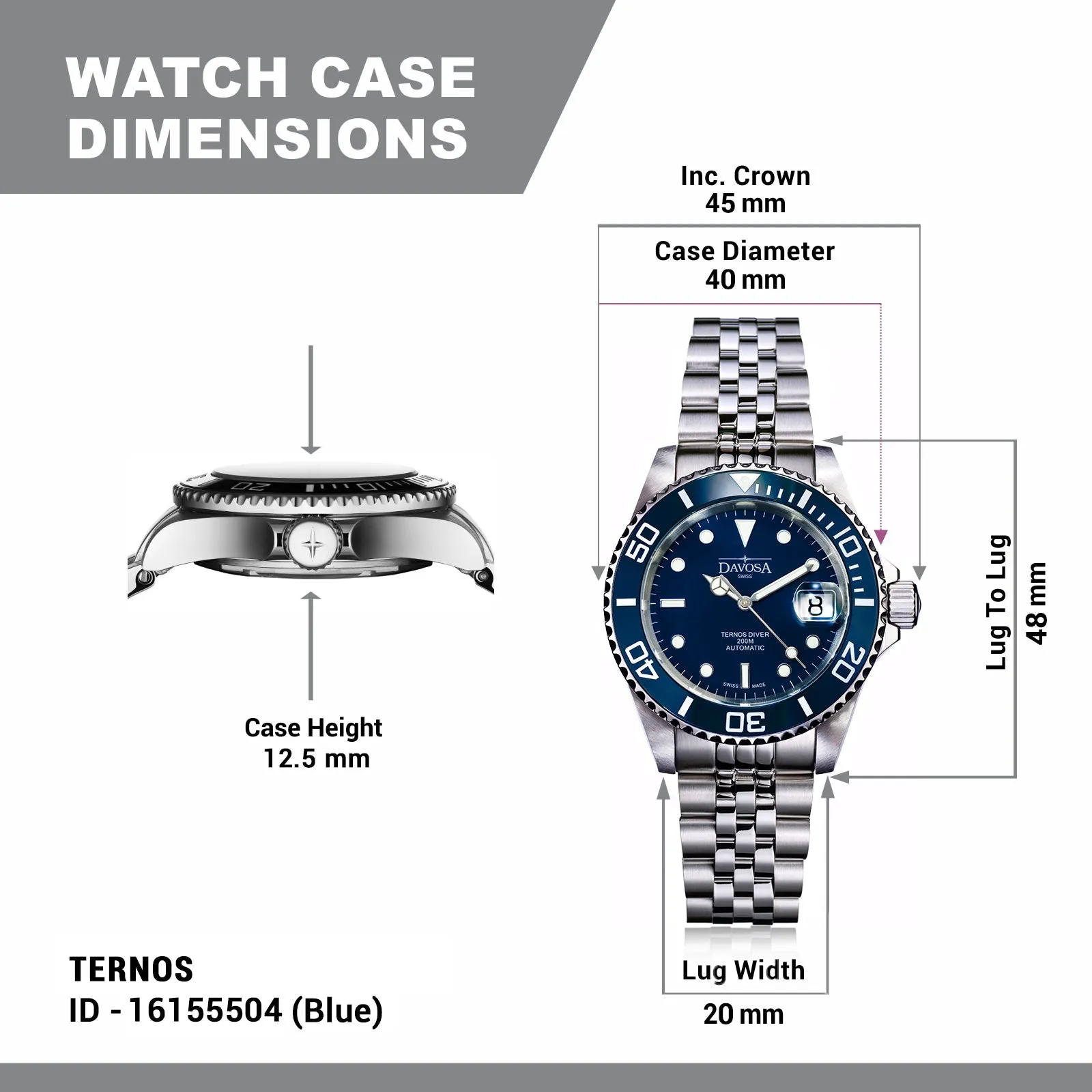 Ternos Ceramic Automatic 200m Blue Diving Watch 16155504 OUTLET