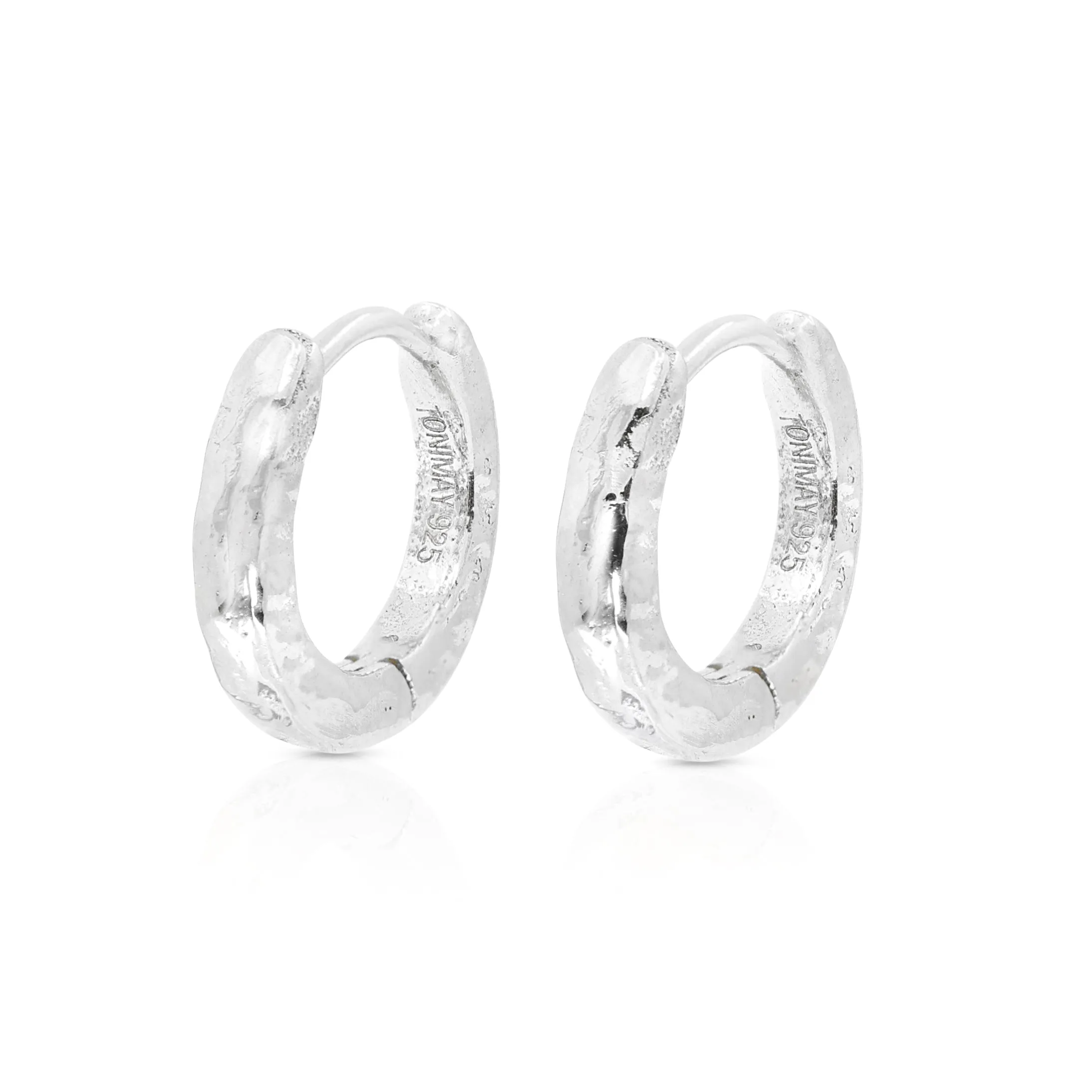 Textured Silver Huggies - Small