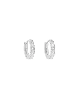 Viola Solid Gold Huggie Hoops - White Gold