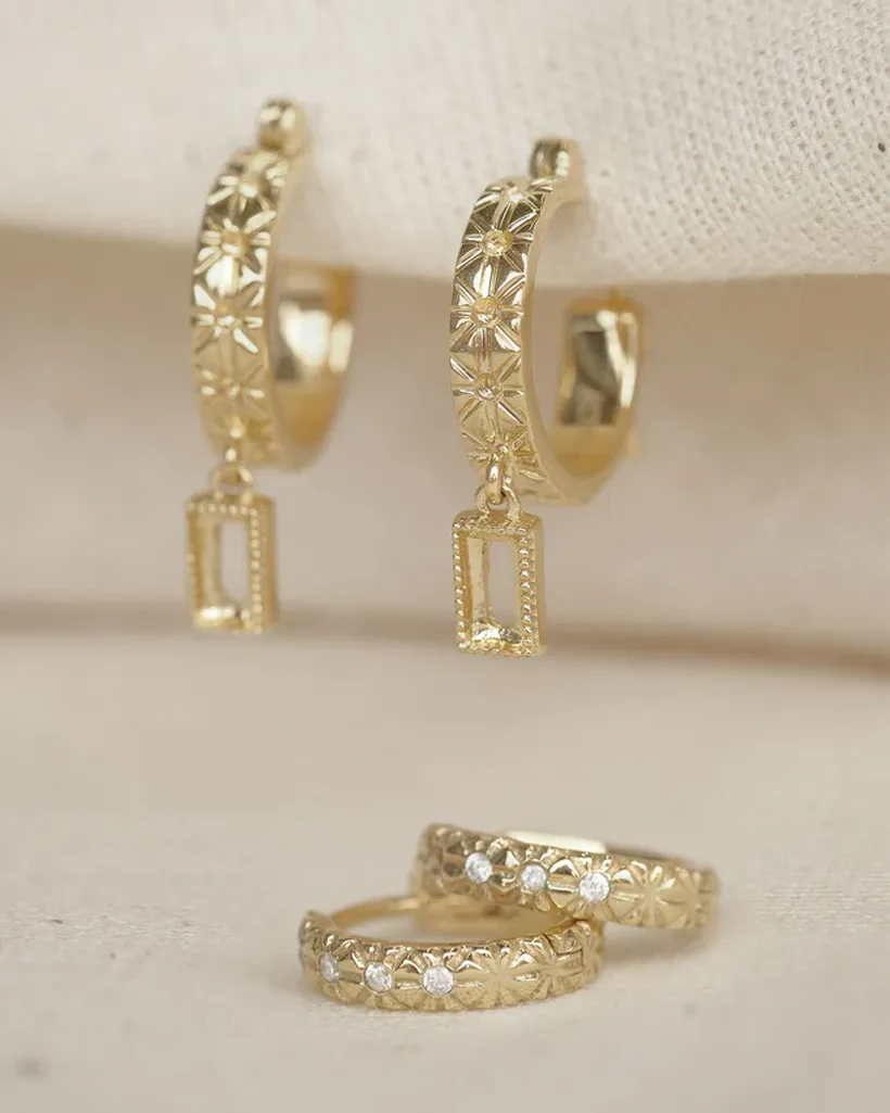 Viola Solid Gold Huggie Hoops - White Gold