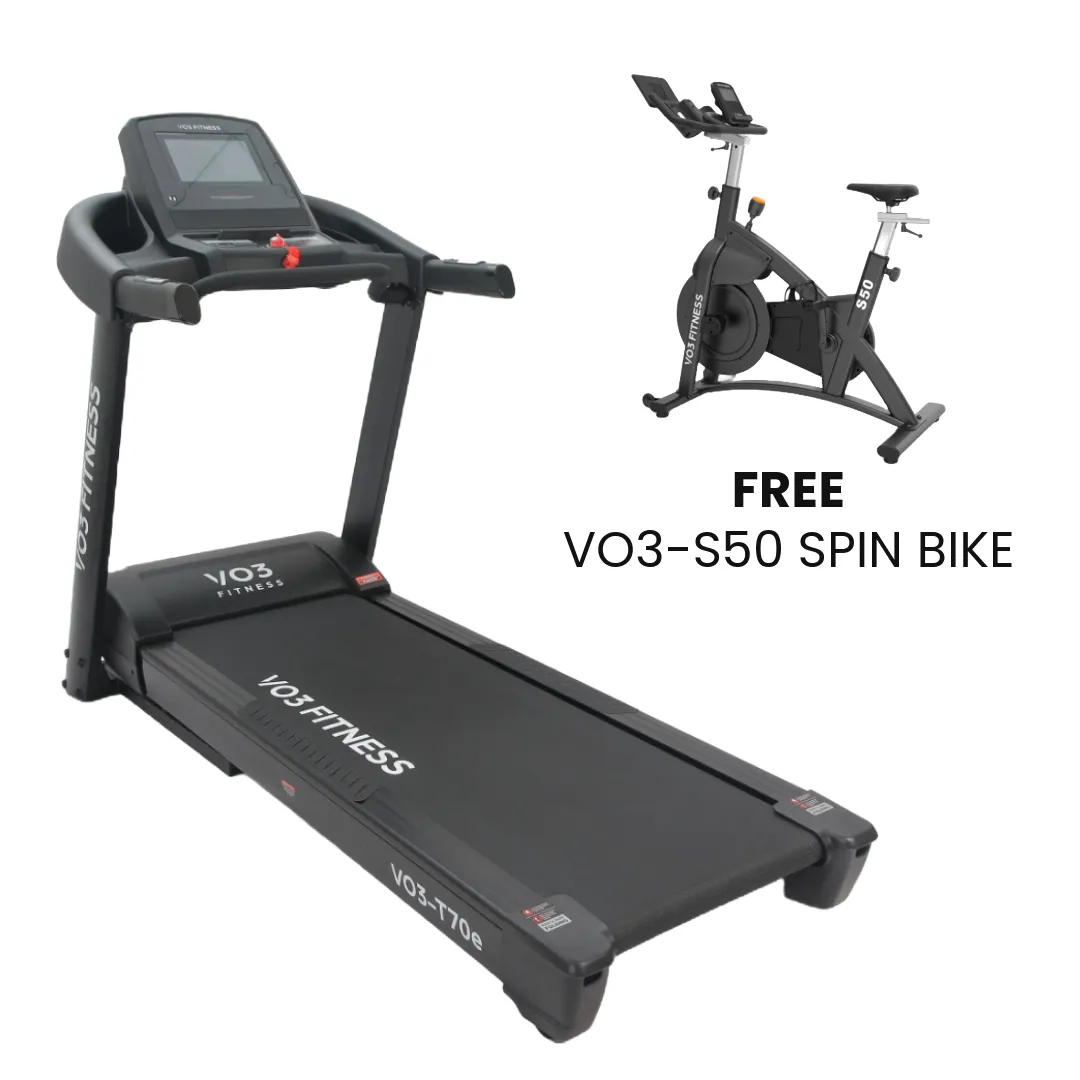 VO3 Fitness - T70e Folding Treadmill - FREE SPIN BIKE!